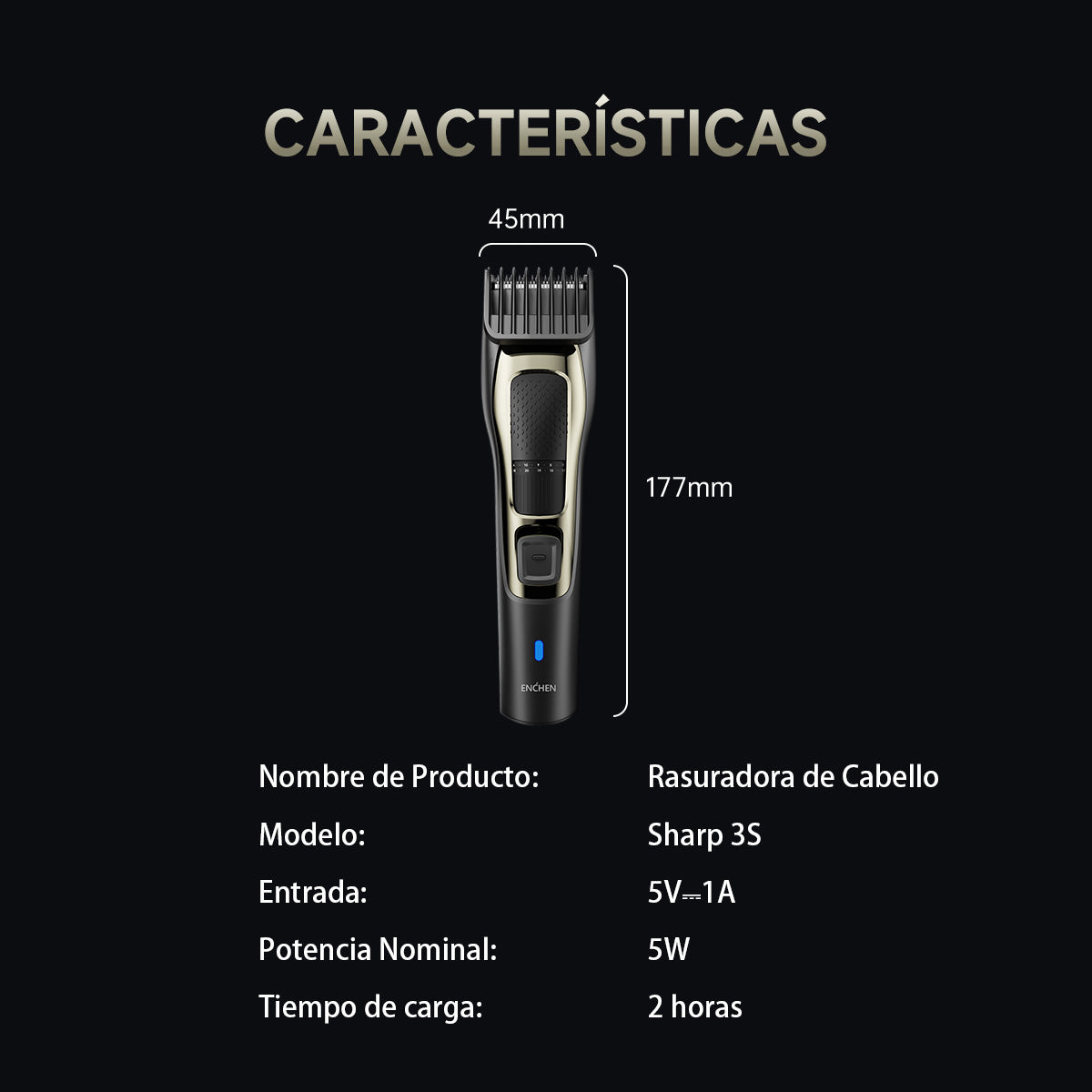 Cortadora de pelo Enchen Sharp 3S para uso doméstico